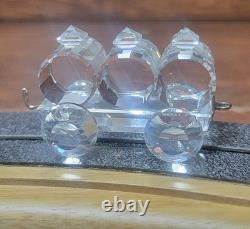 Swarovski Crystal Locomotion Complete Train Set With Wooden Track Boxes 7 Pieces