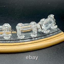 Swarovski Crystal Locomotion Complete Train Set With Wooden Track Boxes 7 Pieces