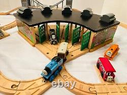 Thomas & Friends Wooden Railway Train Roundhouse, Track, Bridge Set (BIG LOT)