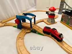 Thomas & Friends Wooden Railway Train Roundhouse, Track, Bridge Set (BIG LOT)