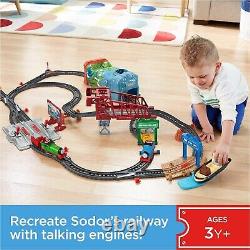 Toy Train Set Talking Thomas & Percy Motorized Engines with Track for Play Kids