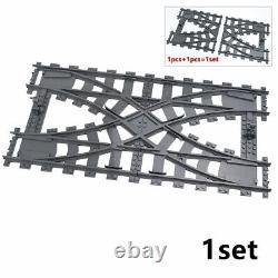 Track Crossing Switch Forked Rail for Lego Kit Train Building Blocks Sets DIY