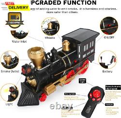 Train Set for Kids, Remote Control Train Set with Tracks, Steam Locomotive Engine