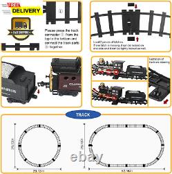 Train Set for Kids, Remote Control Train Set with Tracks, Steam Locomotive Engine