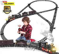 Train Set for Kids, Remote Control Train Set with Tracks, Steam Locomotive Engine