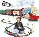 Train Set Remote Control Christmas Tracks, Trains Smoke, Whistle & Lights