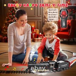 Train Set remote Control Christmas Tracks, Trains Smoke, Whistle & Lights