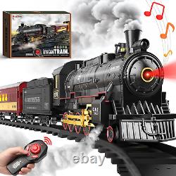 Train Set remote Control Christmas Tracks, Trains Smoke, Whistle & Lights