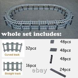 Train Tracks Rail Set Straight Curved Crossing Switch Blocks for Lego MOC