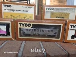 Tyco HO Electric Train Set Cars Tracks Poles Pieces Of Track UNTESTED Power Pack
