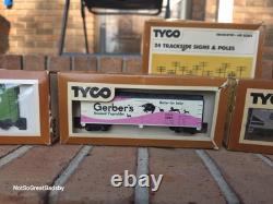 Tyco HO Electric Train Set Cars Tracks Poles Pieces Of Track UNTESTED Power Pack