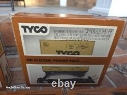 Tyco HO Electric Train Set Cars Tracks Poles Pieces Of Track UNTESTED Power Pack