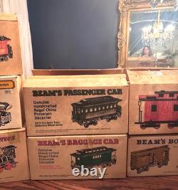 VTG Jim Bean Train Decanter Train Set Empty 7 Cars withtracks & Water Tower