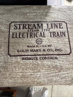 VTG Marx Stream Line Electrical Train Set Original Box Locomotive, 5 Cars, Track 4