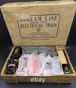 Vtg. Marx Stream Line #4923 Orig. Boxed Train Set with Marlines Locomotive, Tracks