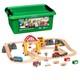 Wooden Track Train Set 54-pieces Battery-powered Engine 3 Cranes Bridge Tru