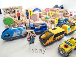 Wooden Train Railway Set 140+ Pieces Brio-Compatible Track & Trains (s2)