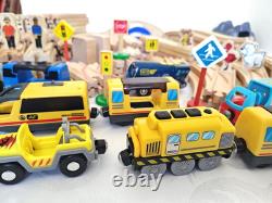 Wooden Train Railway Set 140+ Pieces Brio-Compatible Track & Trains (s2)