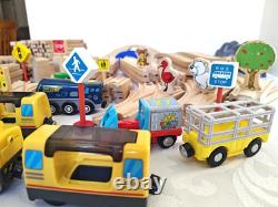 Wooden Train Railway Set 140+ Pieces Brio-Compatible Track & Trains (s2)