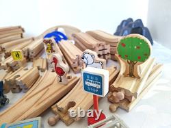 Wooden Train Railway Set 140+ Pieces Brio-Compatible Track & Trains (s2)