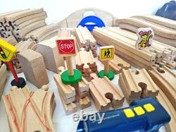 Wooden Train Railway Set 140+ Pieces Brio-Compatible Track & Trains (s2)