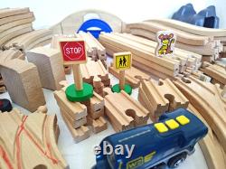 Wooden Train Railway Set 140+ Pieces Brio-Compatible Track & Trains (s2)
