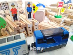 Wooden Train Railway Set 140+ Pieces Brio-Compatible Track & Trains (s2)