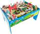 Wooden Train Set Table For Kids Deluxe Had Painted Wooden Set With Tracks And