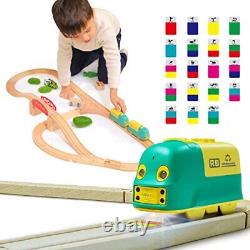 Wooden Train Set, Toddler Learning Toys 25 PCS Wooden Tracks, 22 Functions