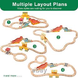 Wooden Train Set Track with Bridge Ramp Magnetic(4 pcs an order)