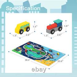 Wooden Train Set Track with Mat, city series(10PCS an order)