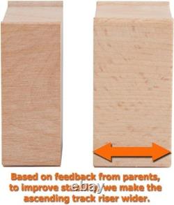 Wooden Train Track Set 110 Pcs, Stackable Track-Risers