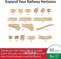 World 50pc Wooden Train Track Set Safe & Sustainable Railway Expansion