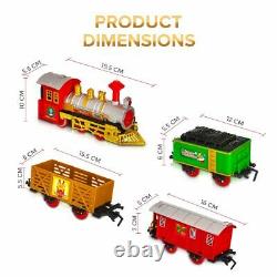 12pc Christmas Train Set Piste Deluxe Musical Son Light Around Tree Décoration