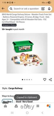 BRIO Monde Cargo Chemin de Fer Deluxe Ensemble de Trains en Bois avec Locomotive à Piles