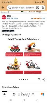 BRIO Monde Cargo Chemin de Fer Deluxe Ensemble de Trains en Bois avec Locomotive à Piles