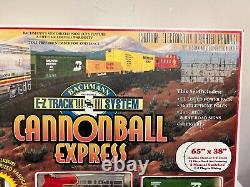 Bachmann Ho Scale E-Z Track Cannonball Express Santa Fe Diesel Train Set #00625
 <br/>  	
	  <br/>	En français: Ensemble de train diesel Cannonball Express Santa Fe en échelle Ho avec voie E-Z Track de Bachmann #00625