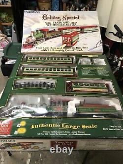 Bachmann Holiday Special Train And Trolley Set 90054 G Scale (40 Of Track)