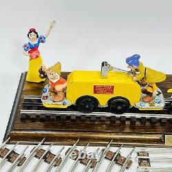 Blanche-neige Et Sept Nains Train Minier Avec Plaque D'affichage Et Piste Disney Rare