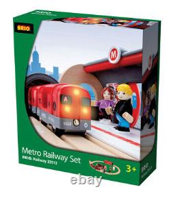 Brio 33513 Metro Ensemble De Chemins De Fer En Bois Avec 33867 Tube Train Et Extra Track Pack