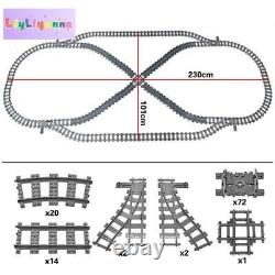 Construction de trains MOC DIY-35 en blocs de construction de voies droites, courbes et croisées.