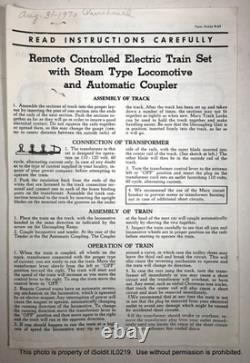 ENSEMBLE DE TRAIN ÉLECTRIQUE VINTAGE LOUIS MARX Locomotive, Piste, Transformateur + NON TESTÉ