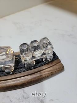 ENSEMBLE DE TRAIN SWAROVSKI EN 6 PIÈCES AVEC SUPPORT DE PISTE PERSONNALISÉ LIRE LA DESCRIPTION