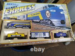Enorme Lot#6 Ensemble de Train Express de la Marine Américaine, Eng, 3 Voitures, Piste, Pack d'Alimentation et plus