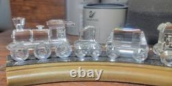 Ensemble complet de train Swarovski Crystal Locomotion avec boîtes de rails en bois 7 pièces