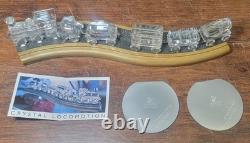 Ensemble complet de train Swarovski Crystal Locomotion avec boîtes de rails en bois 7 pièces