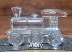 Ensemble complet de train Swarovski Crystal Locomotion avec boîtes de rails en bois 7 pièces