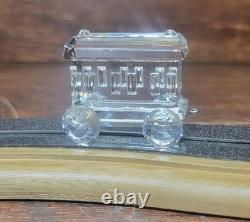 Ensemble complet de train Swarovski Crystal Locomotion avec boîtes de rails en bois 7 pièces