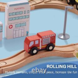 Ensemble de 117 pièces de rails en bois pour train, lot de pièces de chemin de fer à jouer pour Thomas le Train Brio