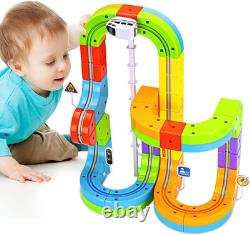 Ensemble de Train Électrique avec Circuit de Course 3D Flexible, 48 Pièces Modulaire à Clipser